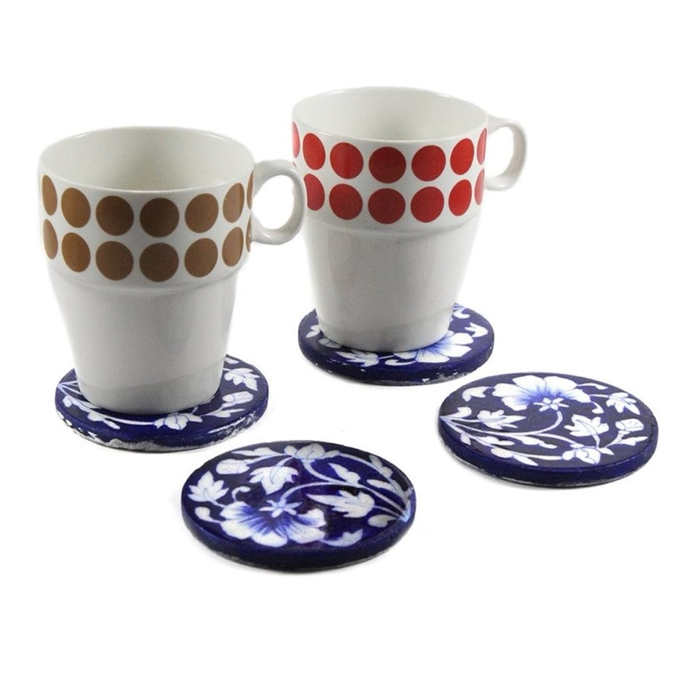 Handicraft Ceramic Coasters Drink Drink coasters bar‎ Set of 4 Best Gifting Mad
